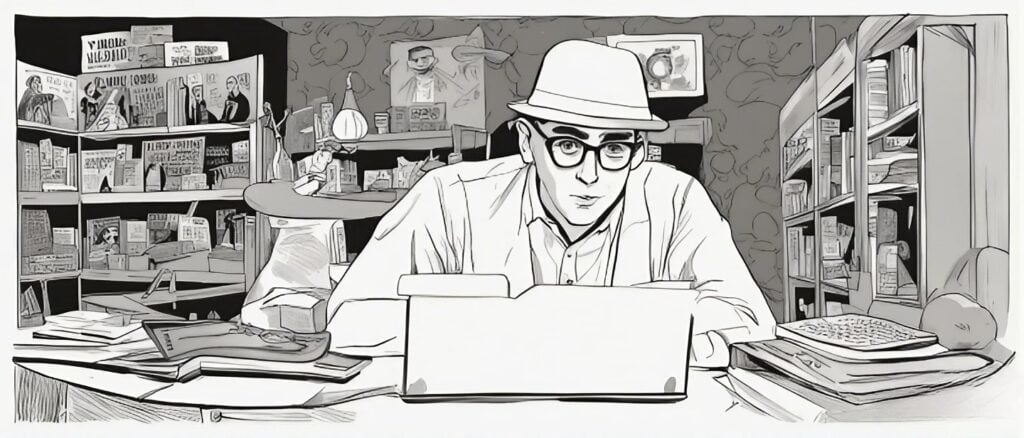 Willie Garson as a teenager on a laptop