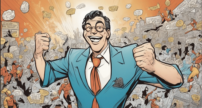 happy man who reached his goals