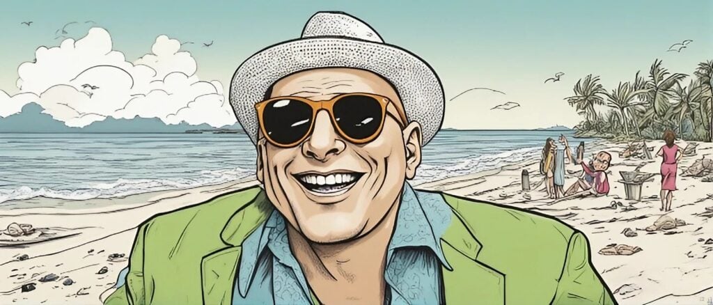 Willie Garson on a beach having fun, portrait