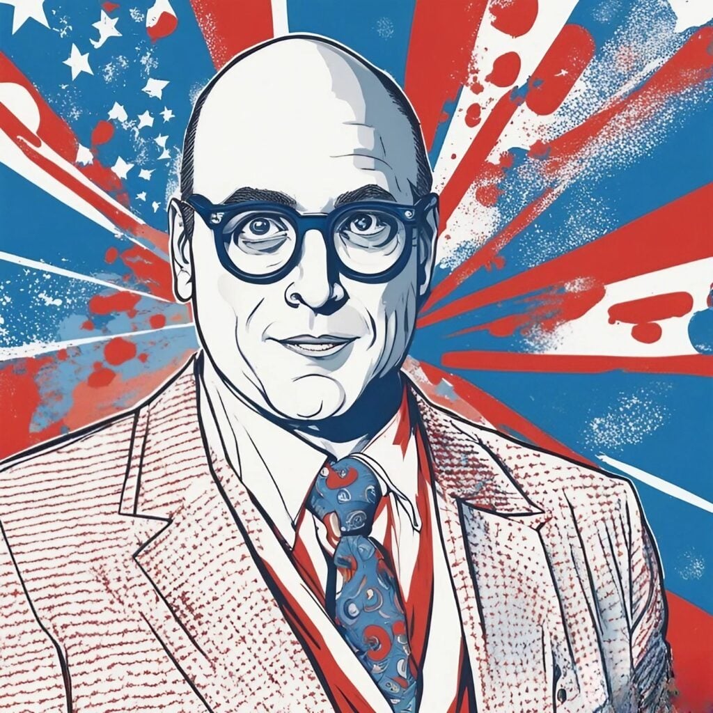 Willie Garson blue and red portrait