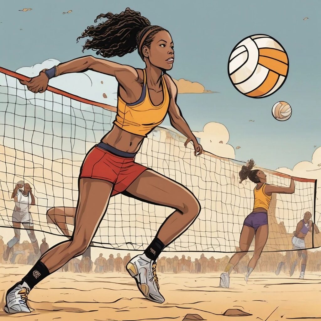 teenager sonya curry running towards volleyball