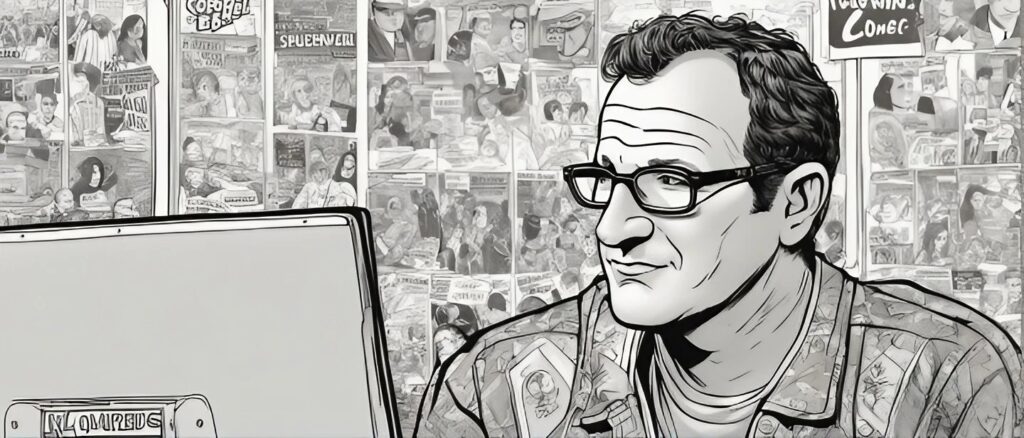 Ed O'Neill as a teenager on a laptop, portrait 