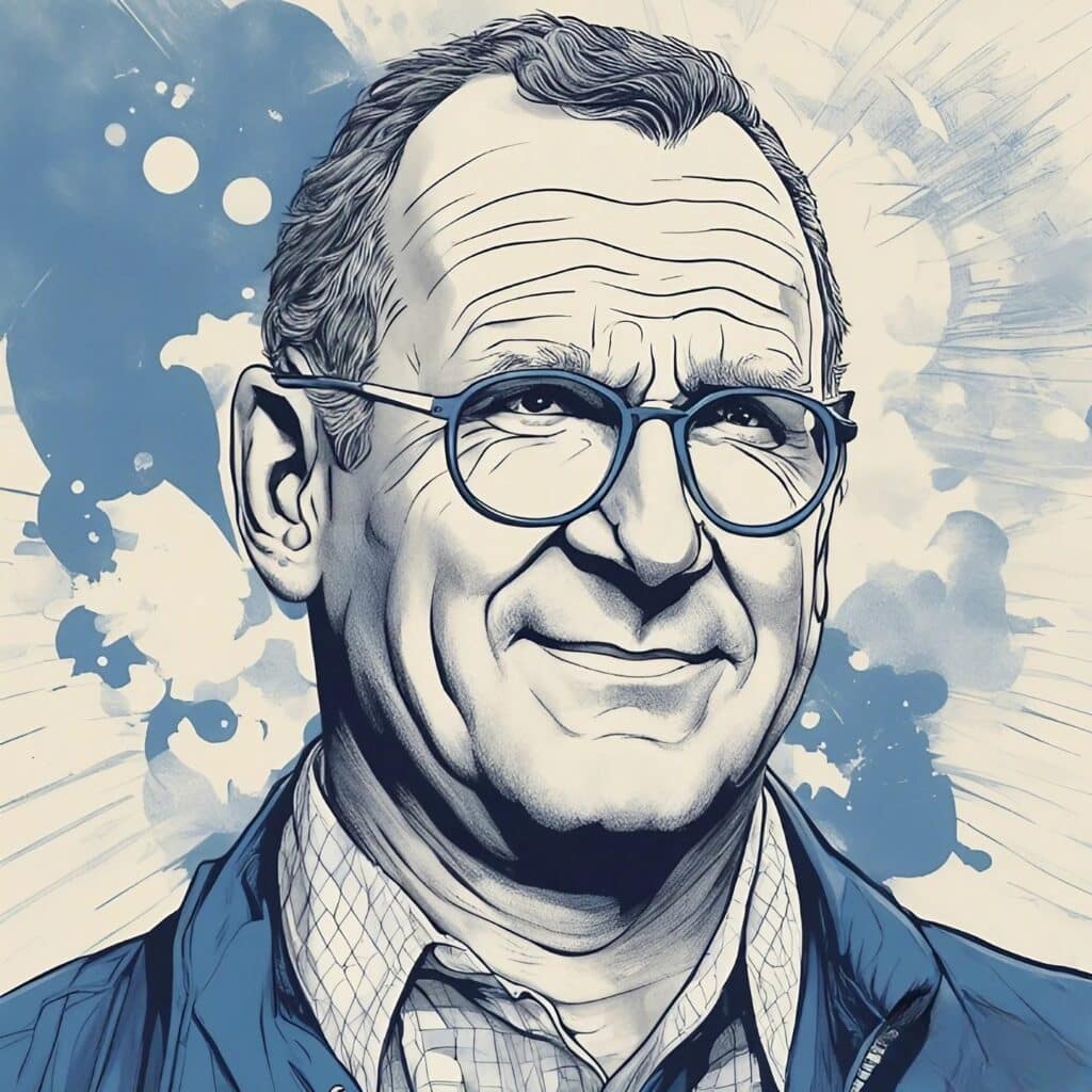 Ed O'Neill blue and light blue portrait