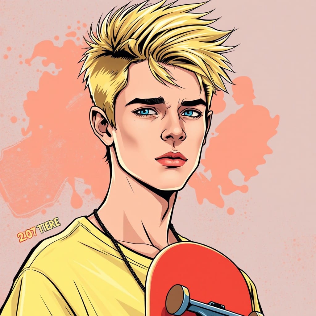 Tanner Fox's portrait, colorful background