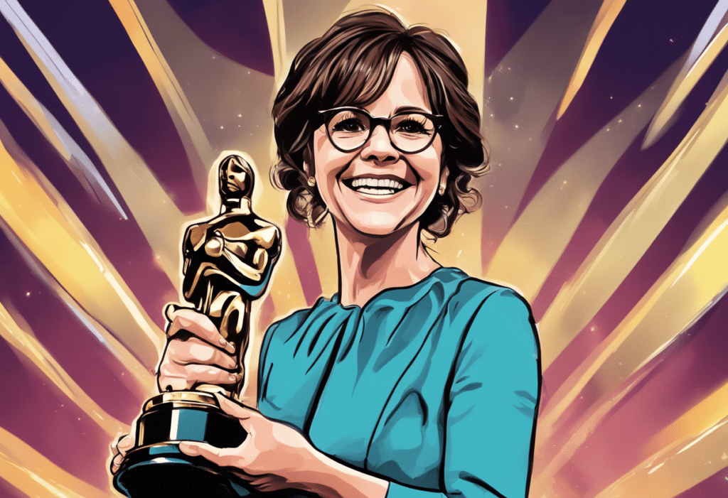 Sally Field winning oscar and celebrating
